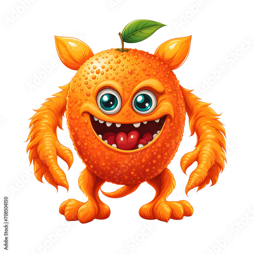 Illustration of Orange Monster with Transparent Background