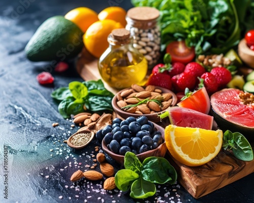 Promoting a Healthier Lifestyle - Balance in Nutrition  Exercise  and Sleep  Diversity in Nutrition  Hydration  and Activities  Healthy Eating with Fresh Fruits background