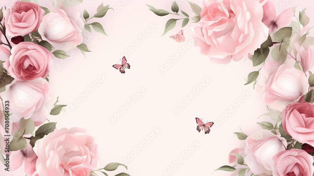 Floral frame with decorative flowers, decorative flower background pattern, floral border background