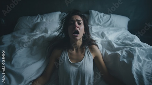 Distressed Woman with Depression Experiencing Sleepless Nights and Emotional Suffering