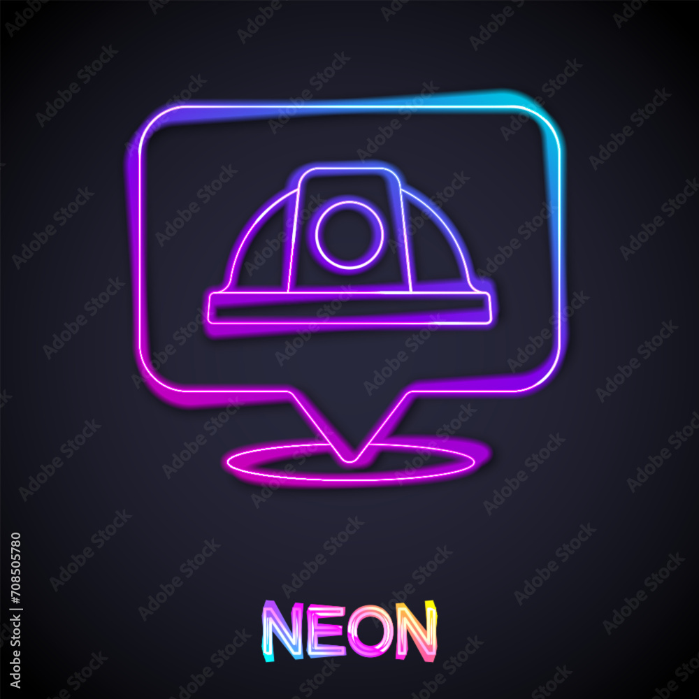 Glowing neon line Worker safety helmet icon isolated on black background. Vector Glowing neon line Worker safety helmet icon isolated on black background. Vector