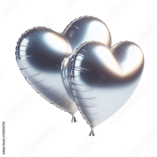 silver color heart shaped balloon isolated transparent PNG