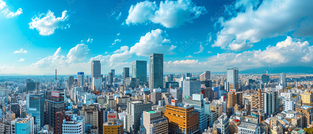 Osaka City Beautiful Panorama view - obrazy, fototapety, plakaty 
