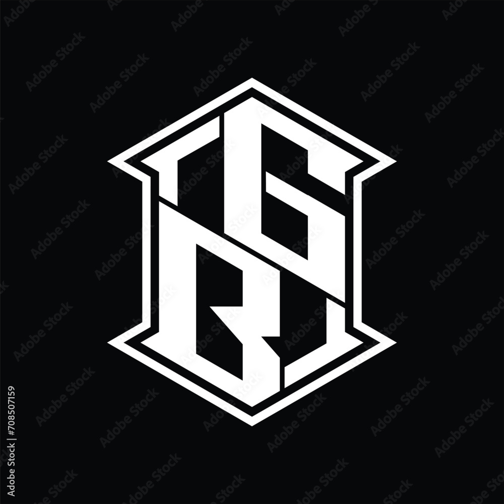 GB Logo monogram hexagon shield shape up and down with sharp corner isolated style design GB Logo monogram hexagon shield shape up and down with sharp corner isolated style design