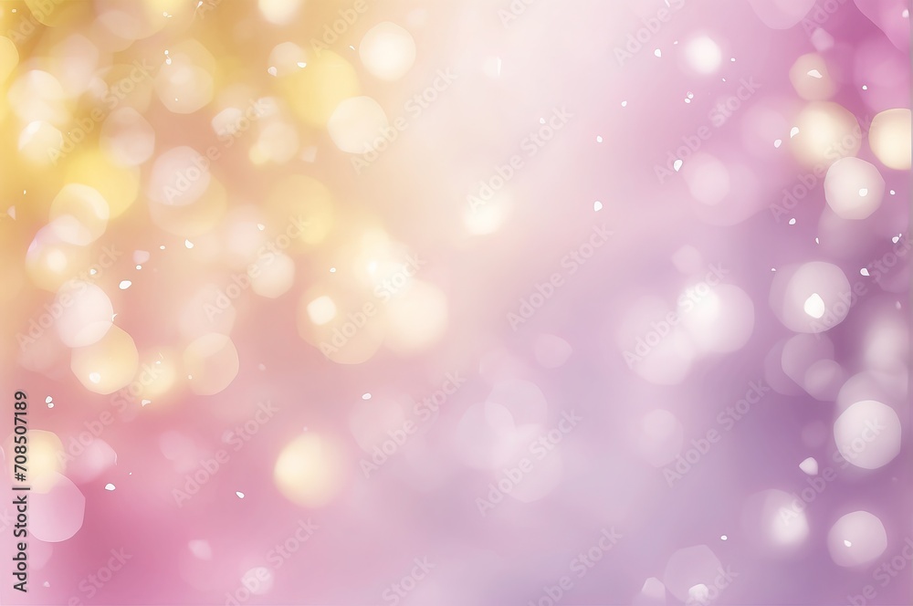 Abstract blur bokeh banner background. pastel purple, gold yellow, white silver, pale pink bokeh background