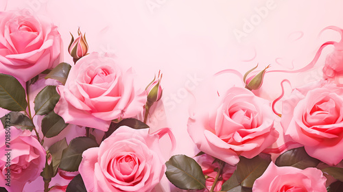 Beautiful pink rose bouquet flowers background, symbol of Valentine's Day, wedding, love