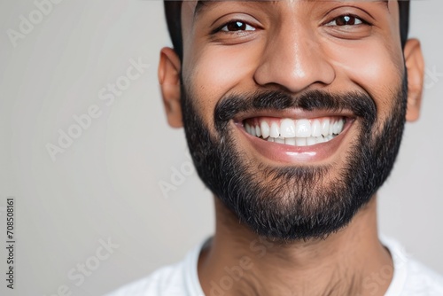 A closeup photo portrait of a handsome Indian man. Ai generative © Planum