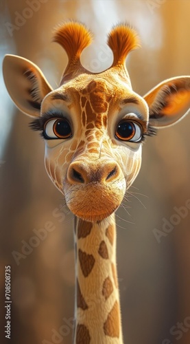 giraffe confident expression, 3d cartoon style © hakule