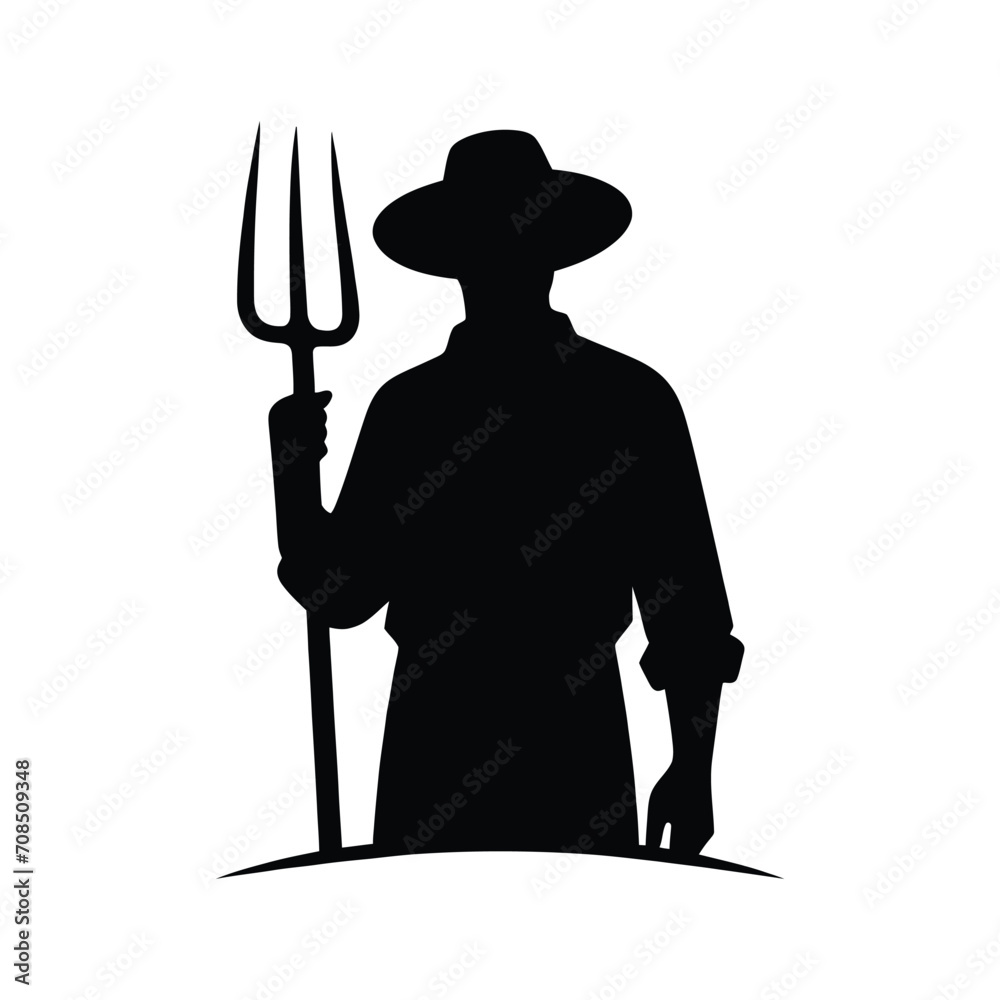 Farmer Silhouette with Pitchfork Farmer Silhouette with Pitchfork