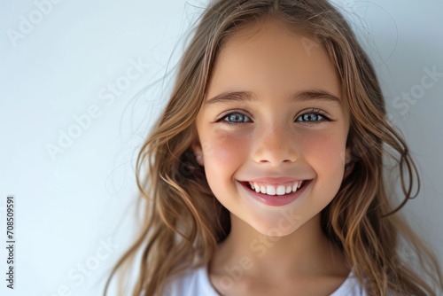 A closeup photo portrait of a cute beautiful young smile. Ai generative