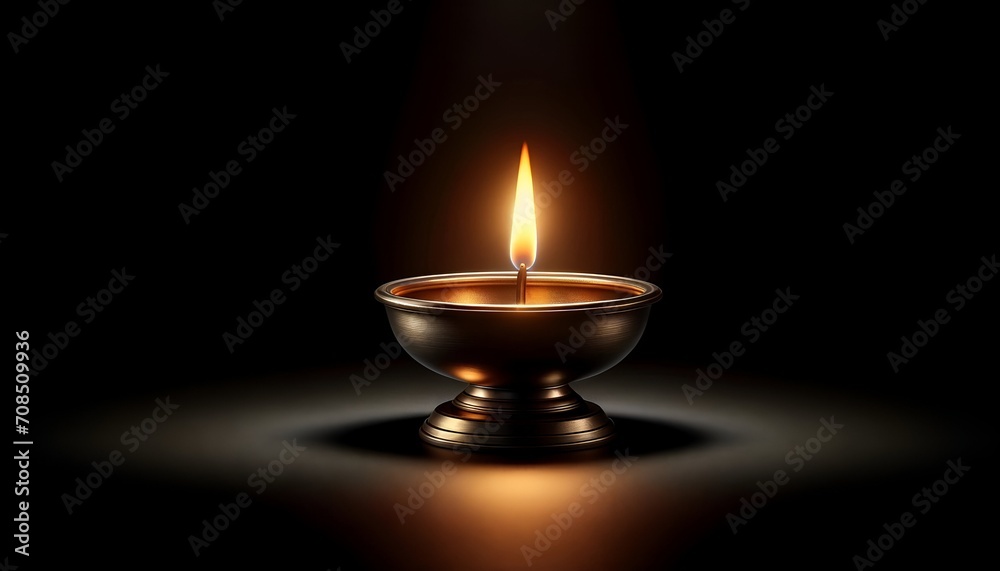 Beautiful diya lamp with flame on dark background. Beautiful diya lamp with flame on dark background.
