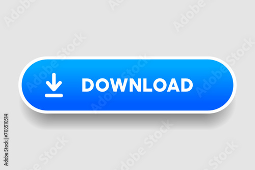 3D download button icon. Upload icon. Down arrow bottom side symbol. Click here button. Save cloud icon push button for UI UX, website, mobile application.