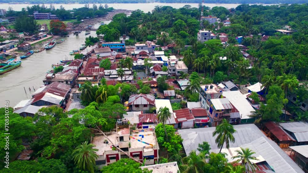 Take in the breathtaking aerial view of the quaint Riverside Traditional-old Village Take in the breathtaking aerial view of the quaint Riverside Traditional-old Village