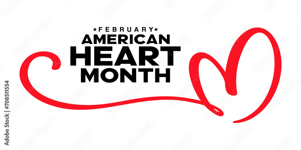 American heart month february, social media post, poster, logo, theme, banner, flyer, concept