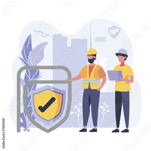 2d vector illustration safety Civil protection and safety when working and taking safety
