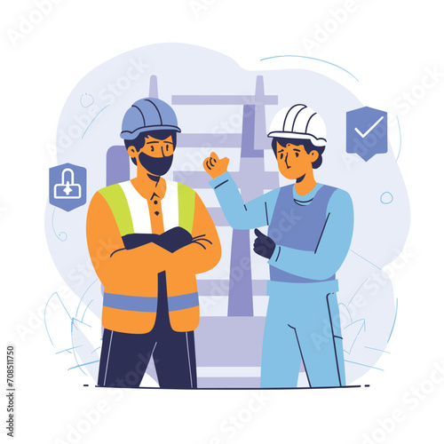 2d vector illustration safety Civil protection and safety when working and taking safety
