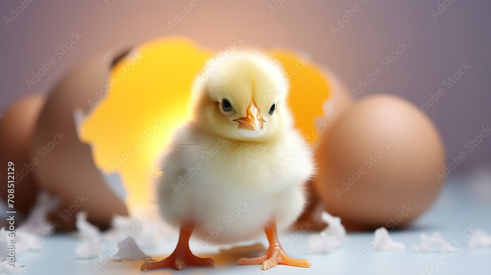 small yellow chicken in a shell, easter concept small yellow chicken in a shell, easter concept