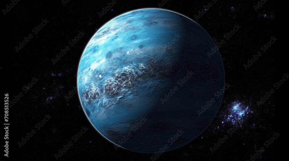 Planet neptune in solar system, isolated with black background