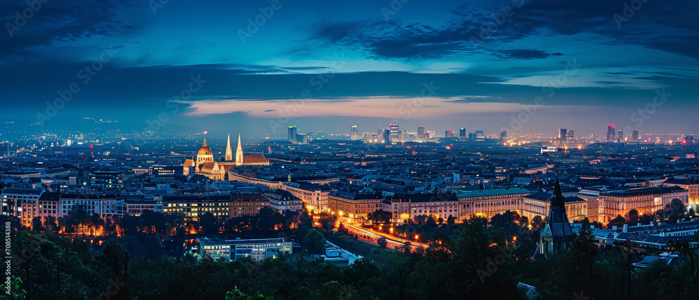 Vienna City Beautiful Panorama view - obrazy, fototapety, plakaty 