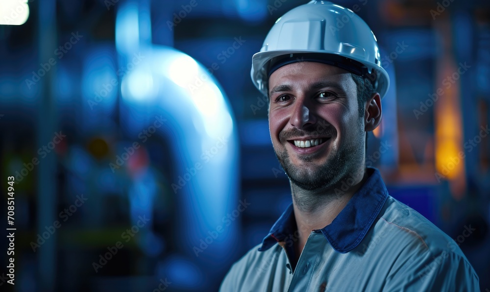 Smiling Worker in Safety Helmet Smiling Worker in Safety Helmet