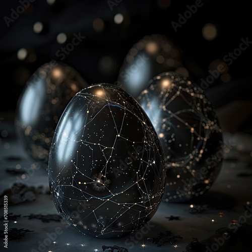 Luxurious Constellation-Themed Easter Eggs with Glittering Highlights
