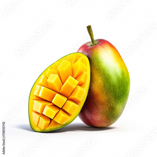 Fresh mango on a white background. Healthy fruit, vegetarian food