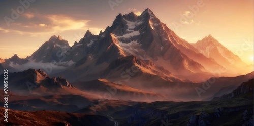  A StunningPphotograph of a Mountain Range During sunrise