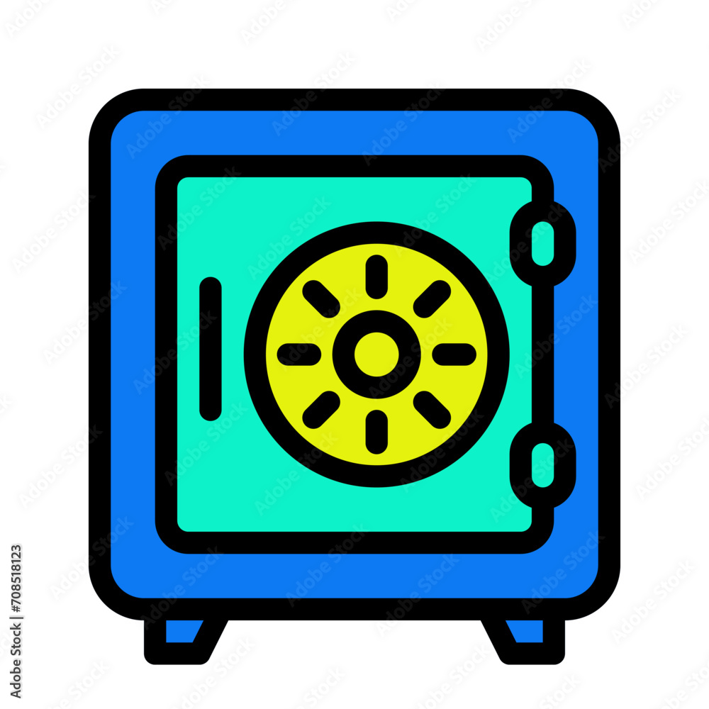 Safe Box icon color lineal style for download (hotel pack)