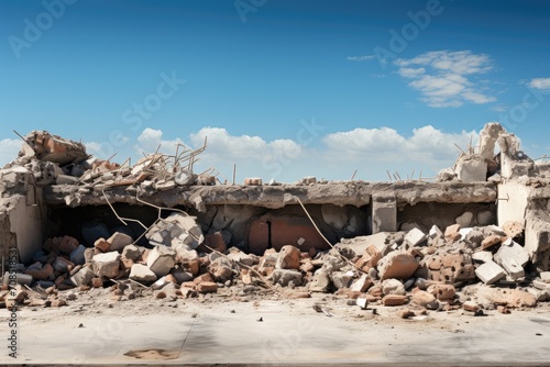 Remains of a Destroyed Building in Concrete Debris
