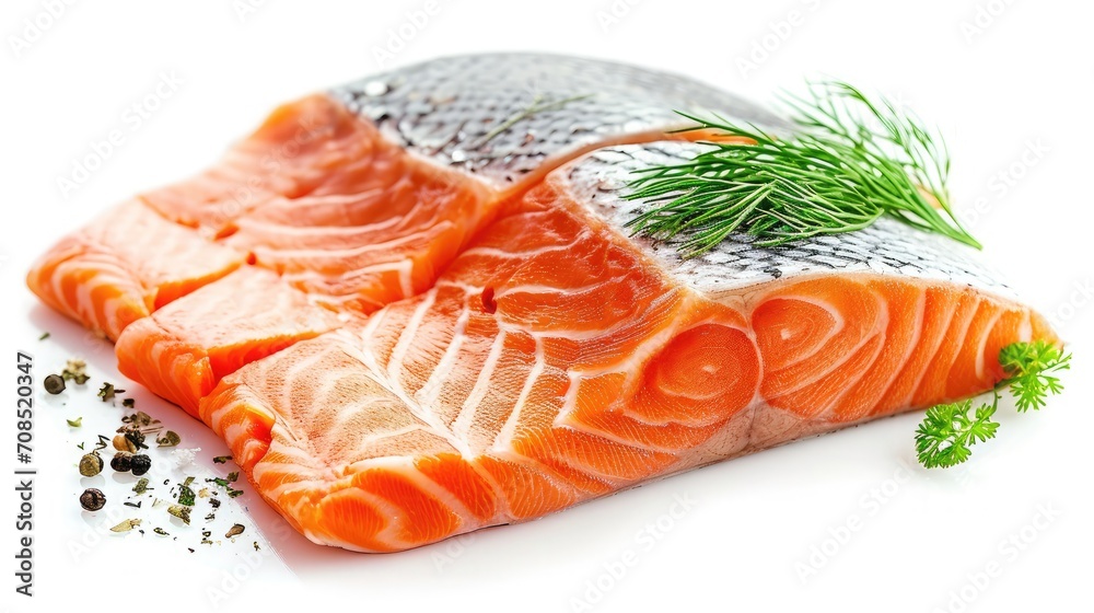 salmon, trout, steak, slice of fresh raw fish, isolated on white background salmon, trout, steak, slice of fresh raw fish, isolated on white background