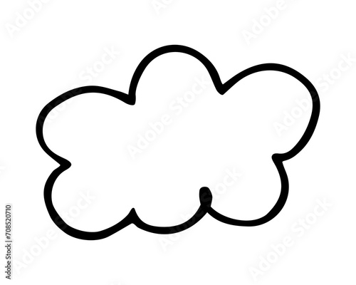 Cloud hand painted with brush. Doodle cloud icon isolated on white background