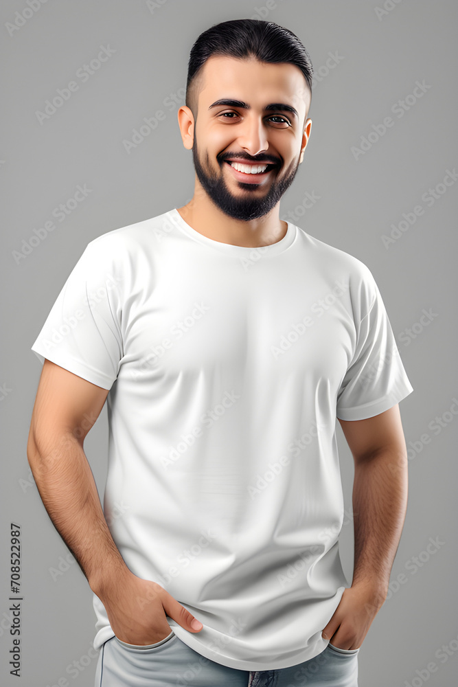 White T-shirt Mockup - Middle-Eastern Model White T-shirt Mockup - Middle-Eastern Model