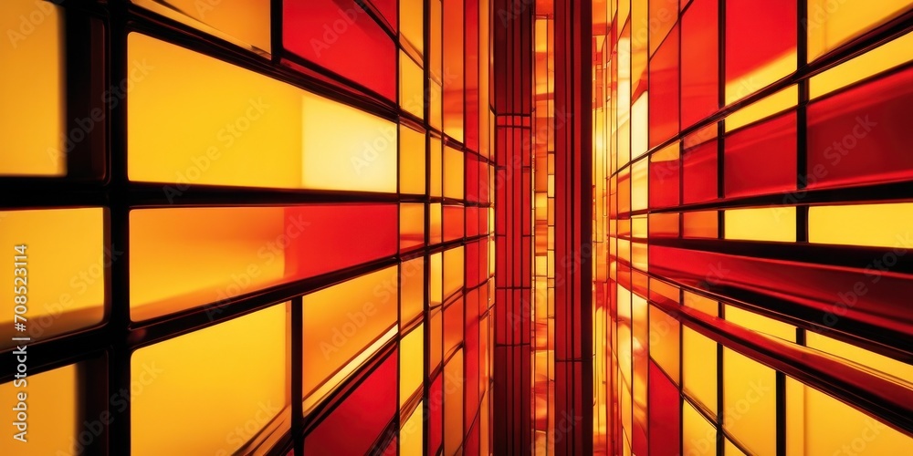 Abstract bright colored stretched glass rectangles with blur for