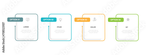 Business template infographic vector element with 4 step process or options suitable for web presentation and business information 