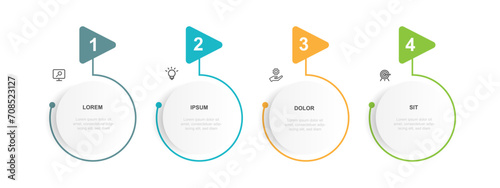 Design template infographic vector element with 4 step process or options suitable for web presentation and business information 