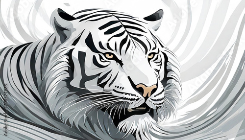 white tiger head  watercolor art design