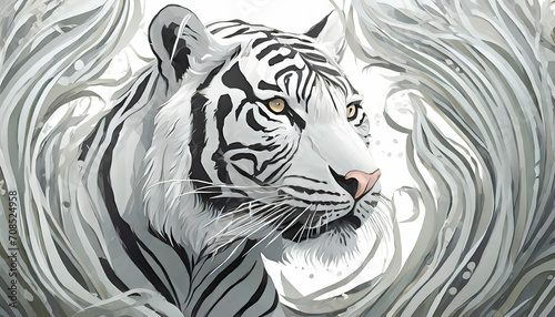 portrait white tiger head, watercolor art design © Animaflora PicsStock