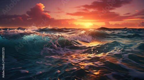 Large Ocean Wave At Sunset © duyina1990