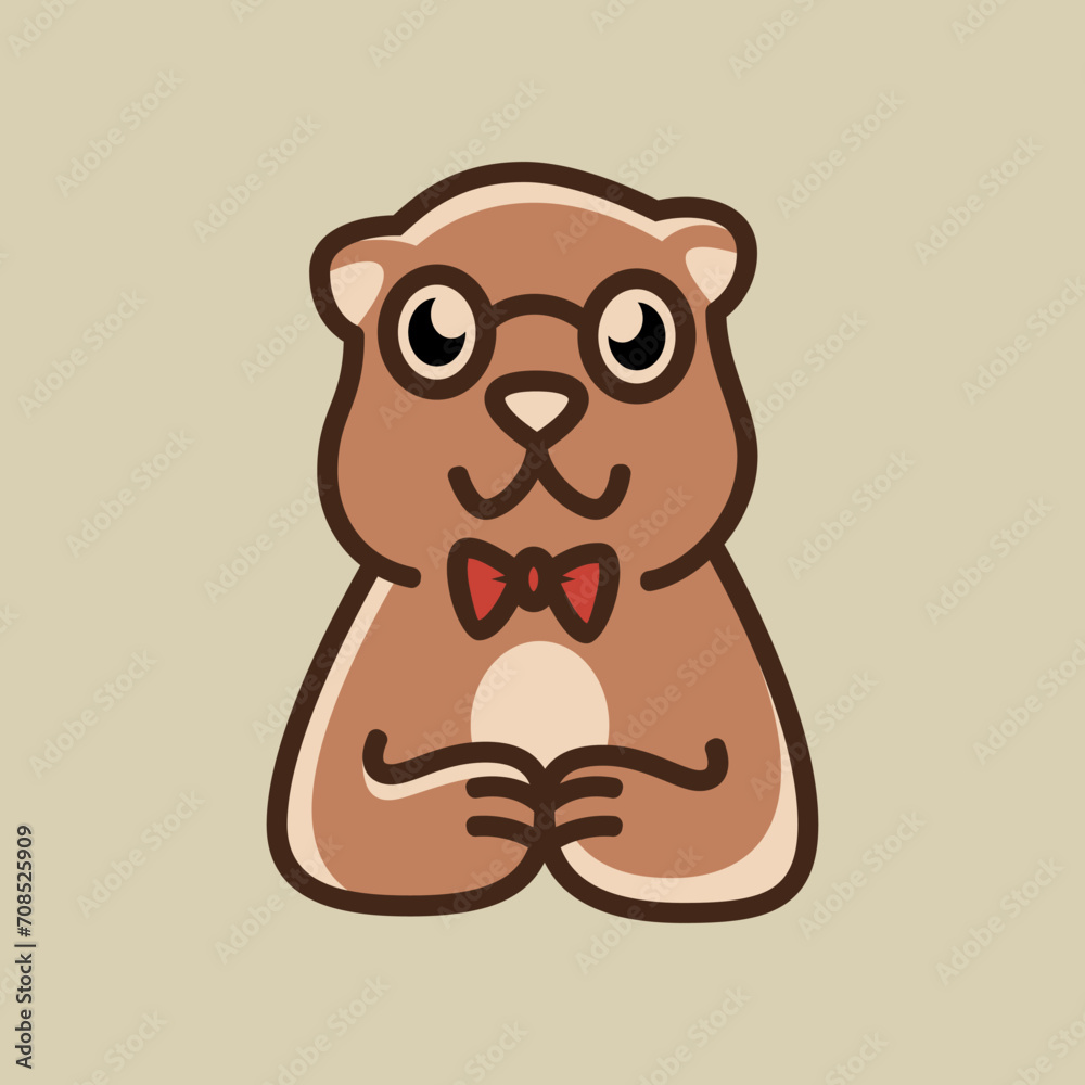 Cool bear character wearing a red color tie. T-shirt, print, poster, sticker design cartoon vector illustration Cool bear character wearing a red color tie. T-shirt, print, poster, sticker design cartoon vector illustration