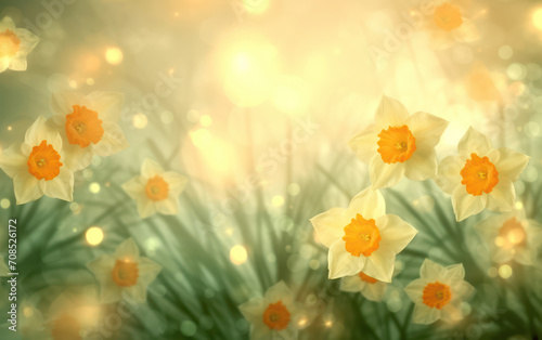 Vibrant Yellow Narcissus: A Bright Blossom of Springtime Beauty in a Colorful Floral Field © VICHIZH
