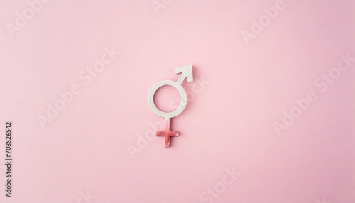 Gender symbols with pink background empty space to text photo