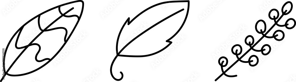 Foliage floral branch hand drawn black line art illustration Foliage floral branch hand drawn black line art illustration