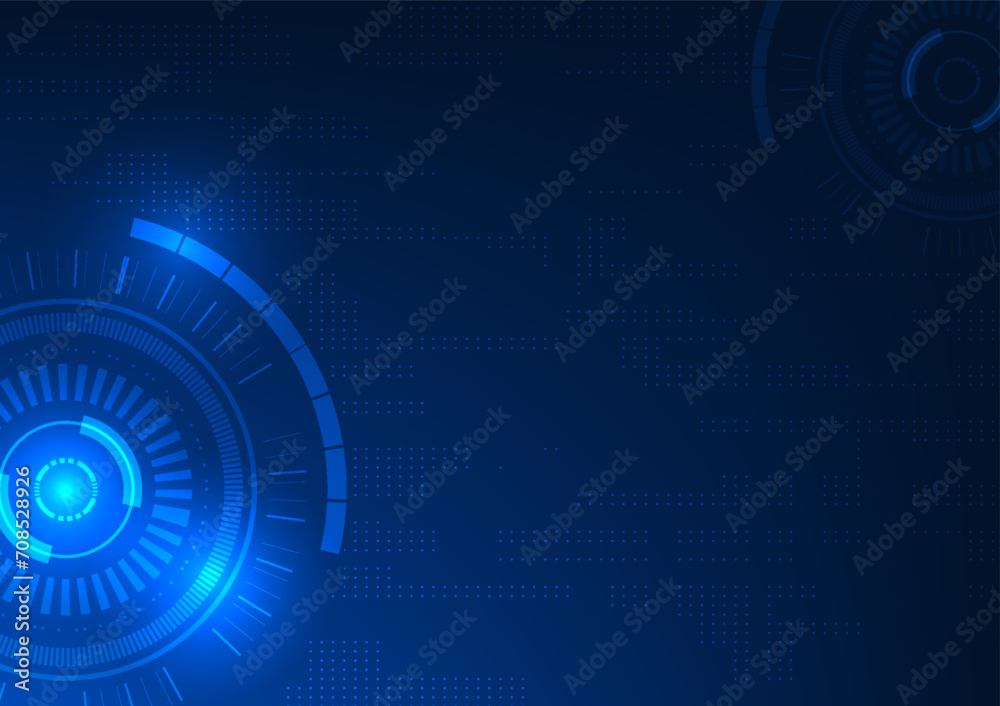 Abstract background technology, high tech technology circle with rectangular elements, Represents the modern future, Blue background, vector illustration Abstract background technology, high tech technology circle with rectangular elements, Represents the modern future, Blue background, vector illustration