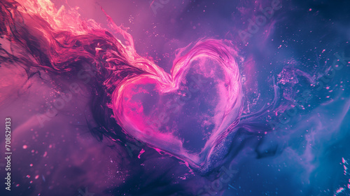 Abstract Cosmic Heart in Pink and Purple Hues