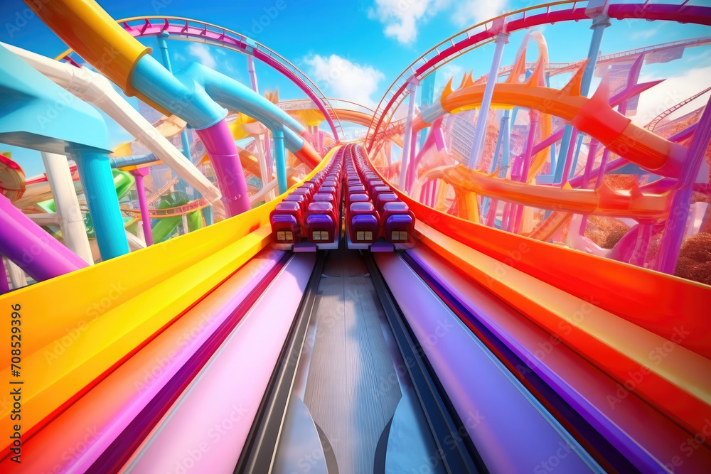 Upbeat Adventure: First-Person Experience on a Vibrant Coaster