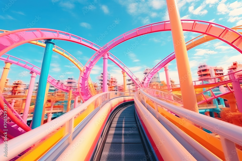Heart-Pounding Journey: First-Person Ride on a Chromatic Coaster