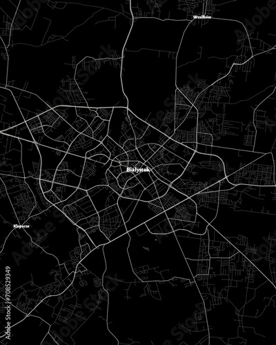 Bialystok Poland Map, Detailed Dark Map of Bialystok Poland