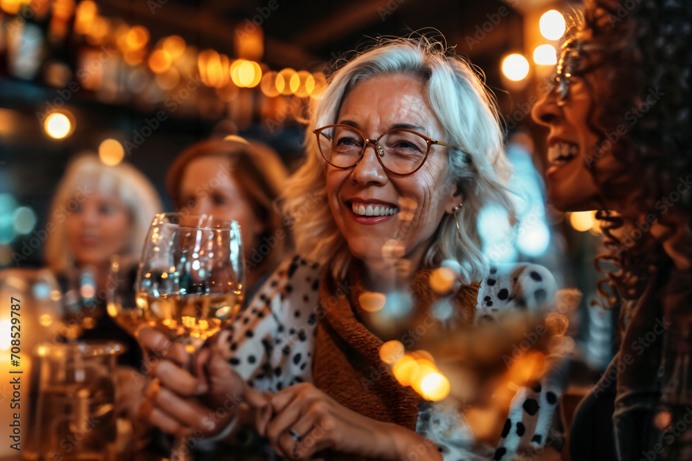Fototapeta premium Joyful Gathering with Wine and Friends. Generative AI