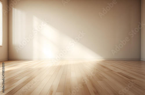 empty light room with wooden floor ai generative