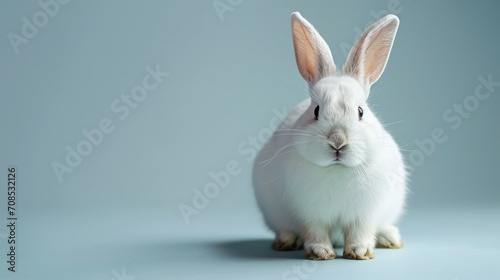 White Rabbit Against a Blue Background Signifying Easter Celebrations